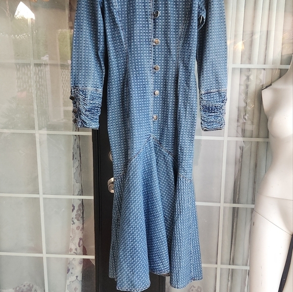 VERY RARE VINTAGE 70’s WESTERN JEAN DRESS - Picture 11 of 16